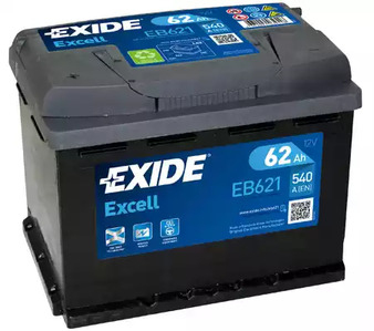 Аккумуляторная батарея 12в 60а/ч 540А п.т., п.п., ев. кл. EB621 Exide (фото №1)